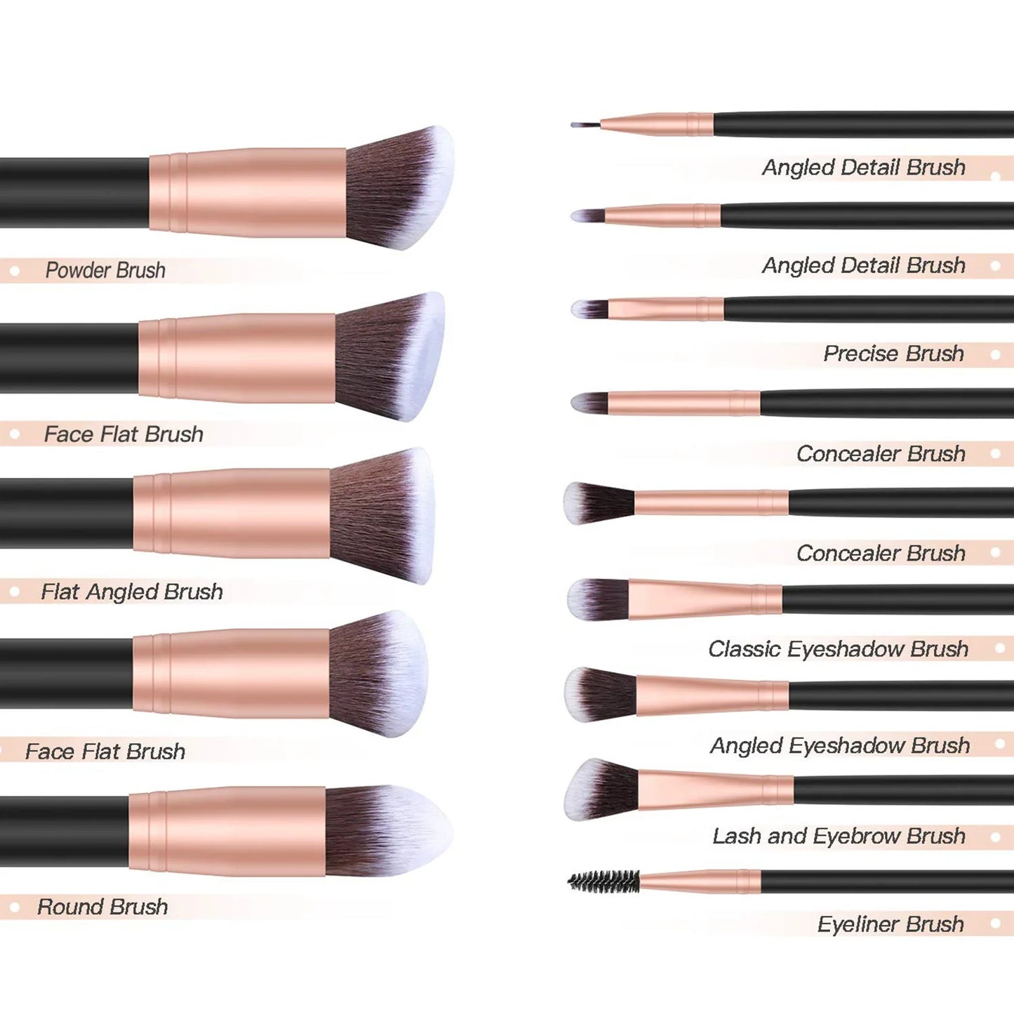 Makeup Brush Set – 14pcs with Soft Bristles & Bonus Sponge - DELEOUR