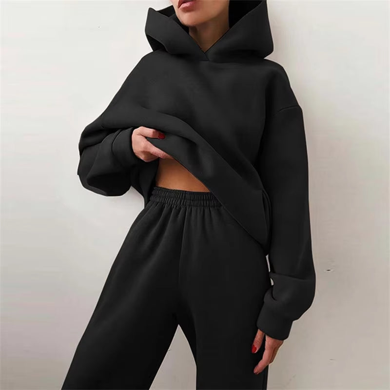 Cozy 2-Piece Tracksuit Set β Oversized Hoodie & Joggers - DELEOUR