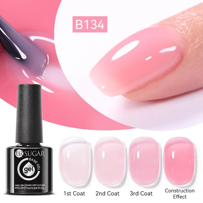 7ml Fiber Rubber Base Gel – Clear UV Builder for Nail Repair & Fiberglass Extension - DELEOUR