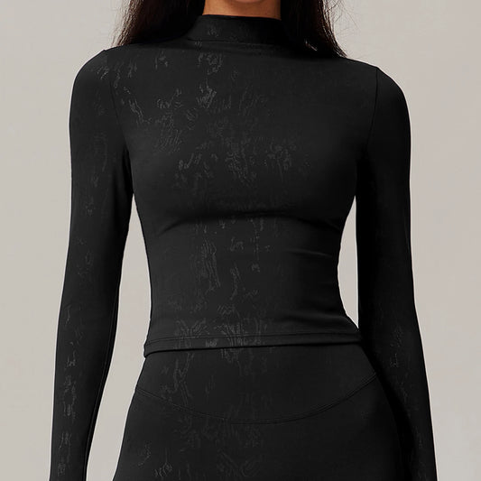 Women’s Long Sleeve Quick-Dry Yoga & Running Top with Hot Stamping Design - DELEOUR