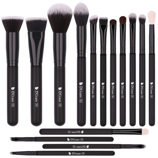 Makeup Brushes 15Pcs Premium Synthetic Kabuki Makeup Brush Set - DELEOUR