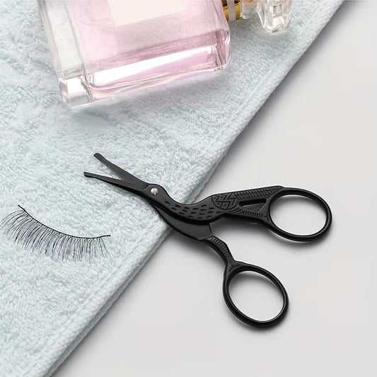 Stainless Steel Round-Head Scissors – Stork-Type for Nose, Ear, Beard & Eyebrow Grooming - DELEOUR