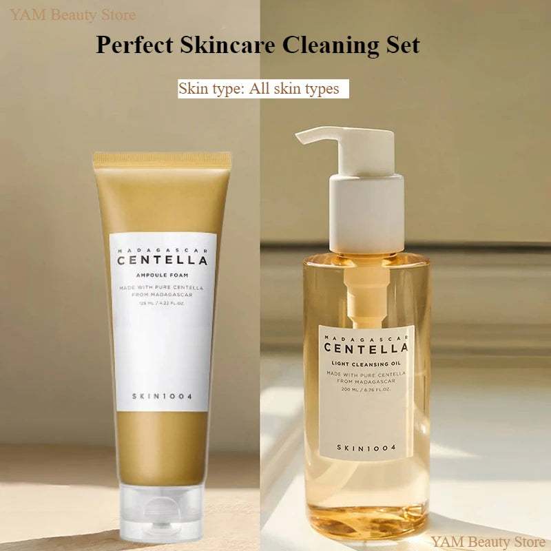 Skin Care Centella Ampoule Face Wash Foam Cleanser Facial Pore Control Makeup and Skincare Set - DELEOUR