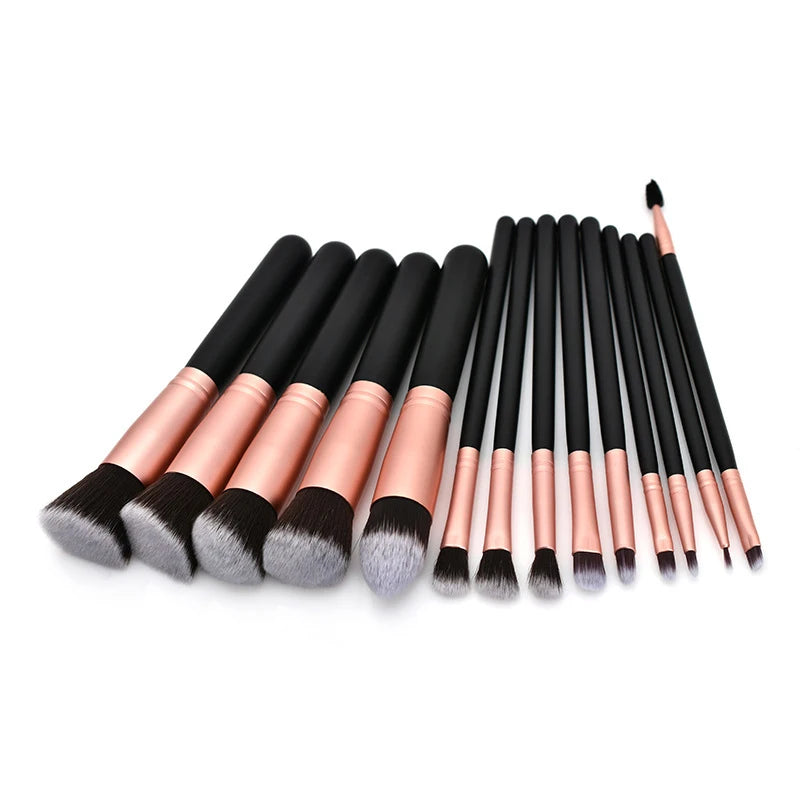 Makeup Brush Set – 14pcs with Soft Bristles & Bonus Sponge - DELEOUR