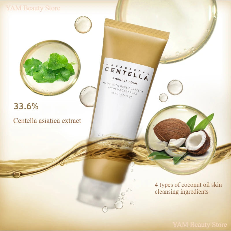 Skin Care Centella Ampoule Face Wash Foam Cleanser Facial Pore Control Makeup and Skincare Set - DELEOUR