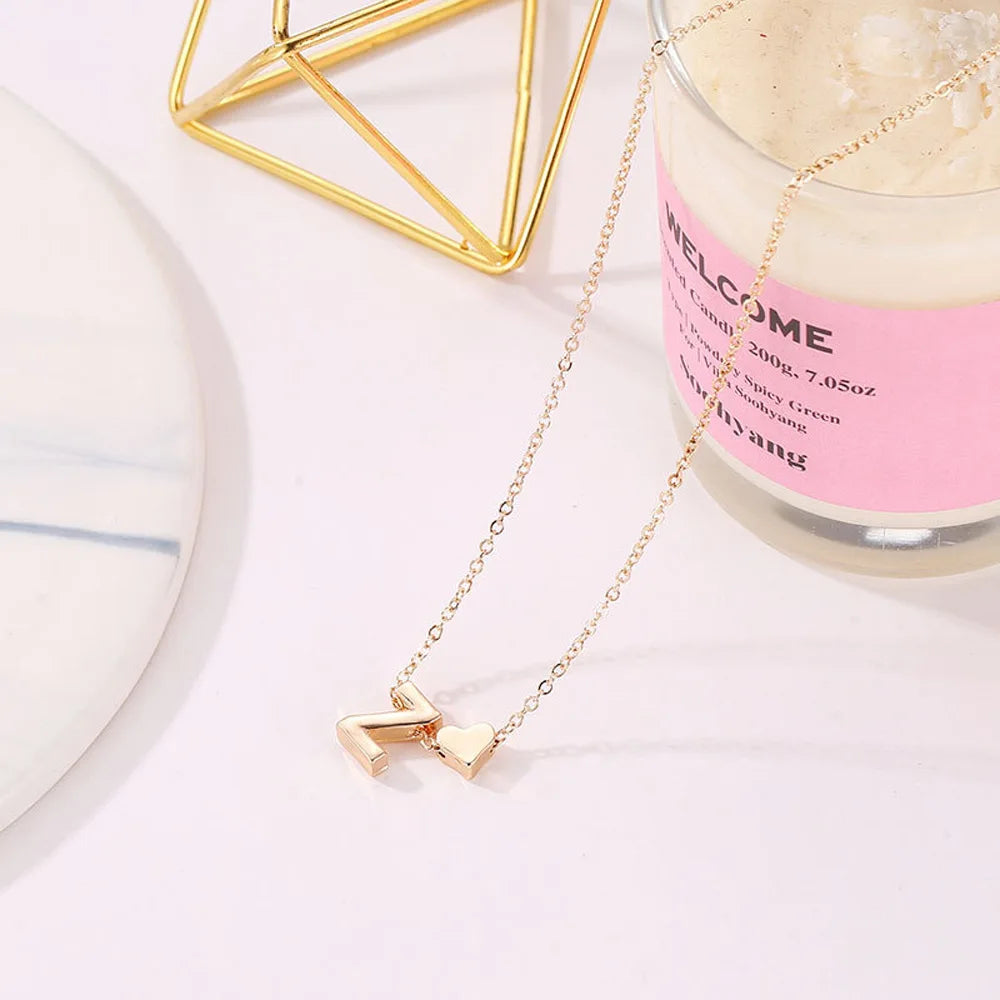 Dainty Gold Initial Heart Choker Necklace – Elegant Pendant Jewelry Gift for Women - DELEOUR