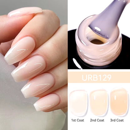 7ml Fiber Rubber Base Gel – Clear UV Builder for Nail Repair & Fiberglass Extension - DELEOUR