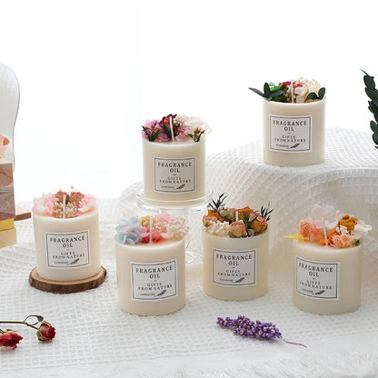 Elegant Scented Candles with Dried Flowers – Perfect for Home Decor or Romantic Weddings - DELEOUR