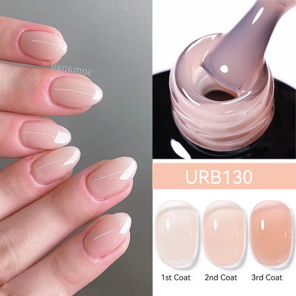7ml Fiber Rubber Base Gel – Clear UV Builder for Nail Repair & Fiberglass Extension - DELEOUR