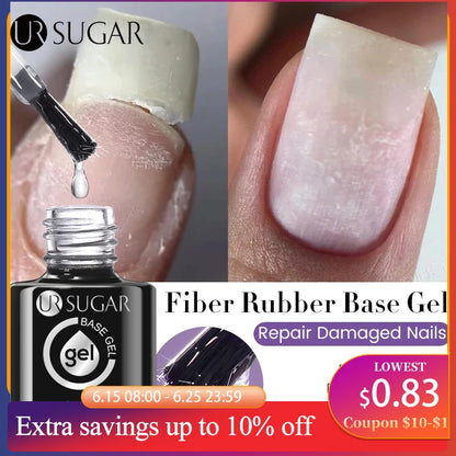 7ml Fiber Rubber Base Gel – Clear UV Builder for Nail Repair & Fiberglass Extension - DELEOUR