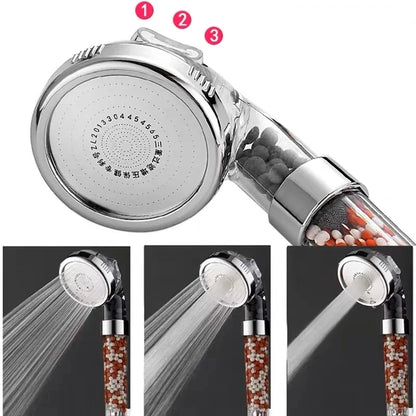 3-in-1 High-Pressure Handheld SPA Shower Head – Water-Saving Rainfall with Anion Filter - DELEOUR