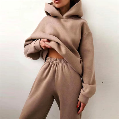 Cozy 2-Piece Tracksuit Set – Oversized Hoodie & Joggers - DELEOUR