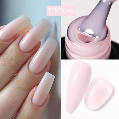 7ML Fiber Rubber Base Gel for Broken Nail Repaired Fiberglass Clear Quick Building UV Construction Gel Soak off Varnish