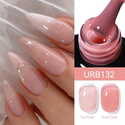 7ml Fiber Rubber Base Gel – Clear UV Builder for Nail Repair & Fiberglass Extension - DELEOUR