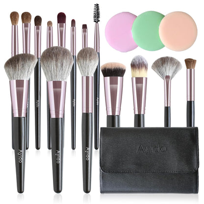 15Pcs Makeup Brushes Professional Makeup Brush Kabuki Foundation Blending Brush - DELEOUR