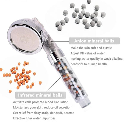 3-in-1 High-Pressure Handheld SPA Shower Head – Water-Saving Rainfall with Anion Filter - DELEOUR