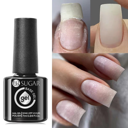 7ml Fiber Rubber Base Gel – Clear UV Builder for Nail Repair & Fiberglass Extension - DELEOUR