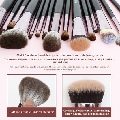 15Pcs Makeup Brushes Professional Makeup Brush Kabuki Foundation Blending Brush - DELEOUR