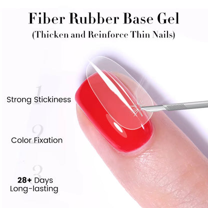 7ml Fiber Rubber Base Gel – Clear UV Builder for Nail Repair & Fiberglass Extension - DELEOUR