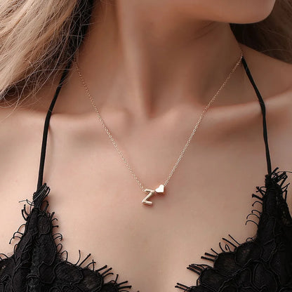 Dainty Gold Initial Heart Choker Necklace – Elegant Pendant Jewelry Gift for Women - DELEOUR