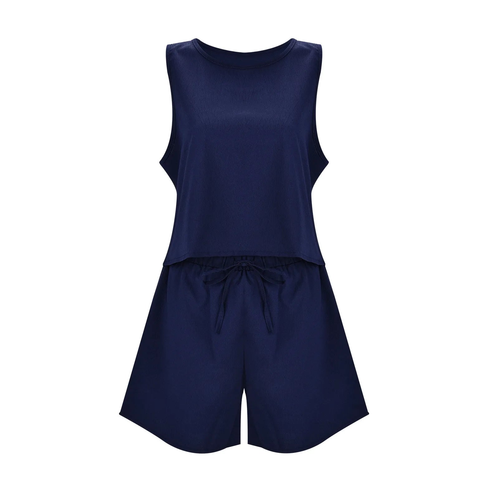 Women's Casual Two-Piece Summer Set – Loose Sleeveless Vest & Matching Cotton Linen Shorts - DELEOUR