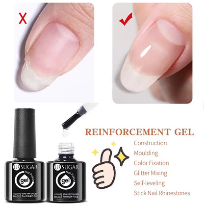 7ml Fiber Rubber Base Gel – Clear UV Builder for Nail Repair & Fiberglass Extension - DELEOUR
