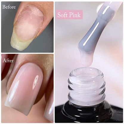 7ML Fiber Rubber Base Gel for Broken Nail Repaired Fiberglass Clear Quick Building UV Construction Gel Soak off Varnish