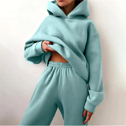 Cozy 2-Piece Tracksuit Set – Oversized Hoodie & Joggers - DELEOUR