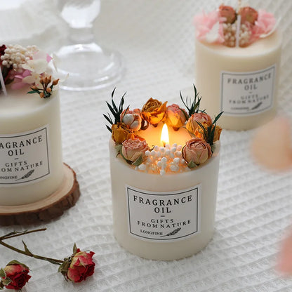 Elegant Scented Candles with Dried Flowers – Perfect for Home Decor or Romantic Weddings - DELEOUR