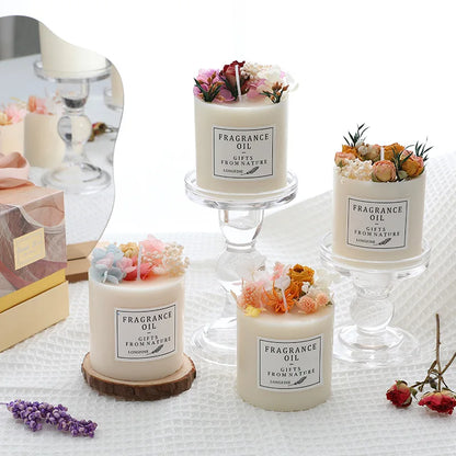 Elegant Scented Candles with Dried Flowers – Perfect for Home Decor or Romantic Weddings - DELEOUR