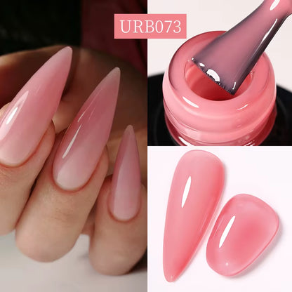 7ML Fiber Rubber Base Gel for Broken Nail Repaired Fiberglass Clear Quick Building UV Construction Gel Soak off Varnish