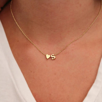 Dainty Gold Initial Heart Choker Necklace – Elegant Pendant Jewelry Gift for Women - DELEOUR