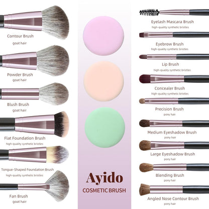 15Pcs Makeup Brushes Professional Makeup Brush Kabuki Foundation Blending Brush - DELEOUR